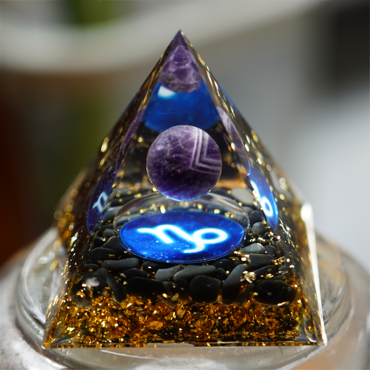 6cm Zodiac Orgone Resin Indused Crystal Chips Pyramid Free Form Bulk Wholesale