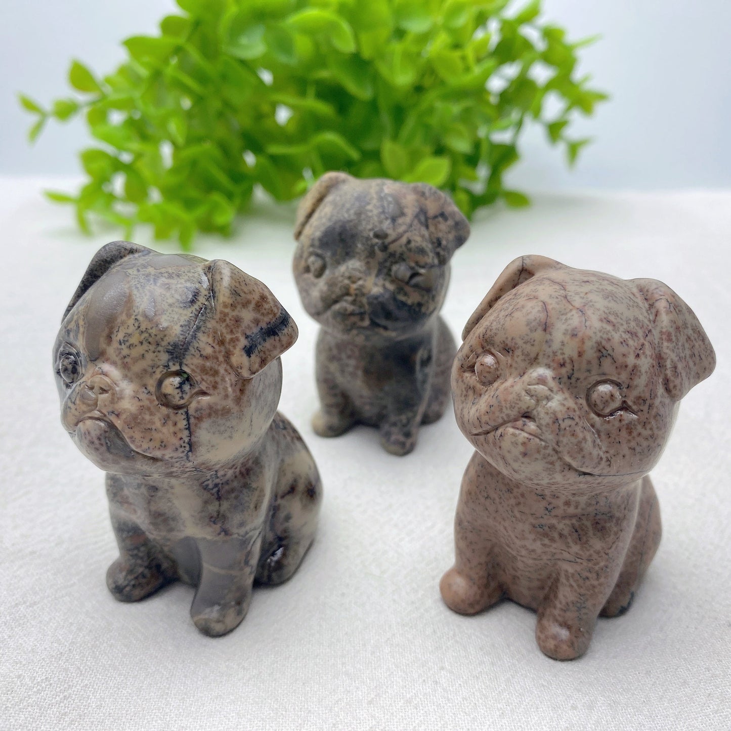 2.4" Picture Jasper French Bull Dog Carvings Bulk Wholesale