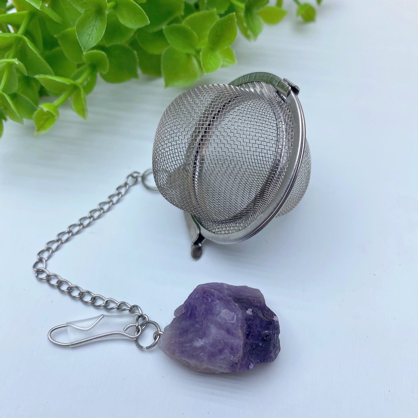 7.0" Tea-strainer with Crystal Raw Stone Decor Bulk Wholesale