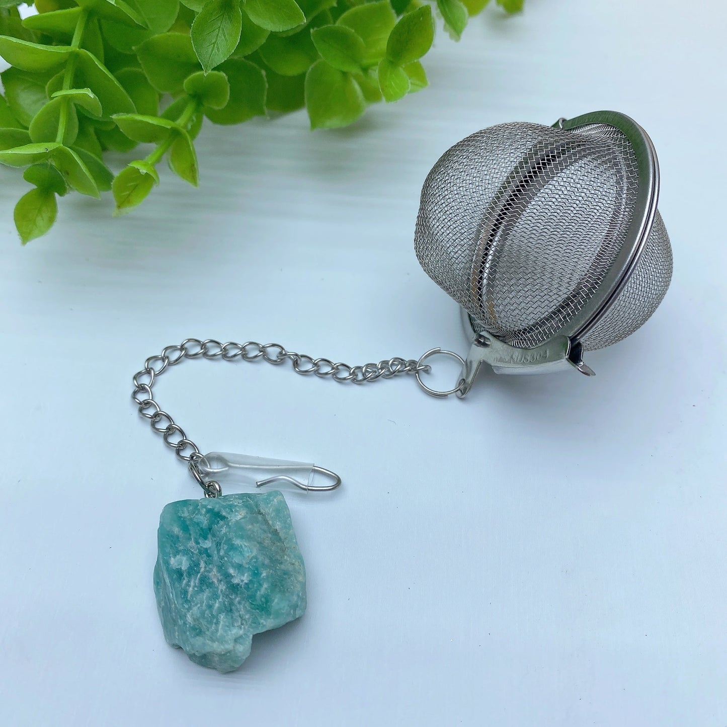 7.0" Tea-strainer with Crystal Raw Stone Decor Bulk Wholesale