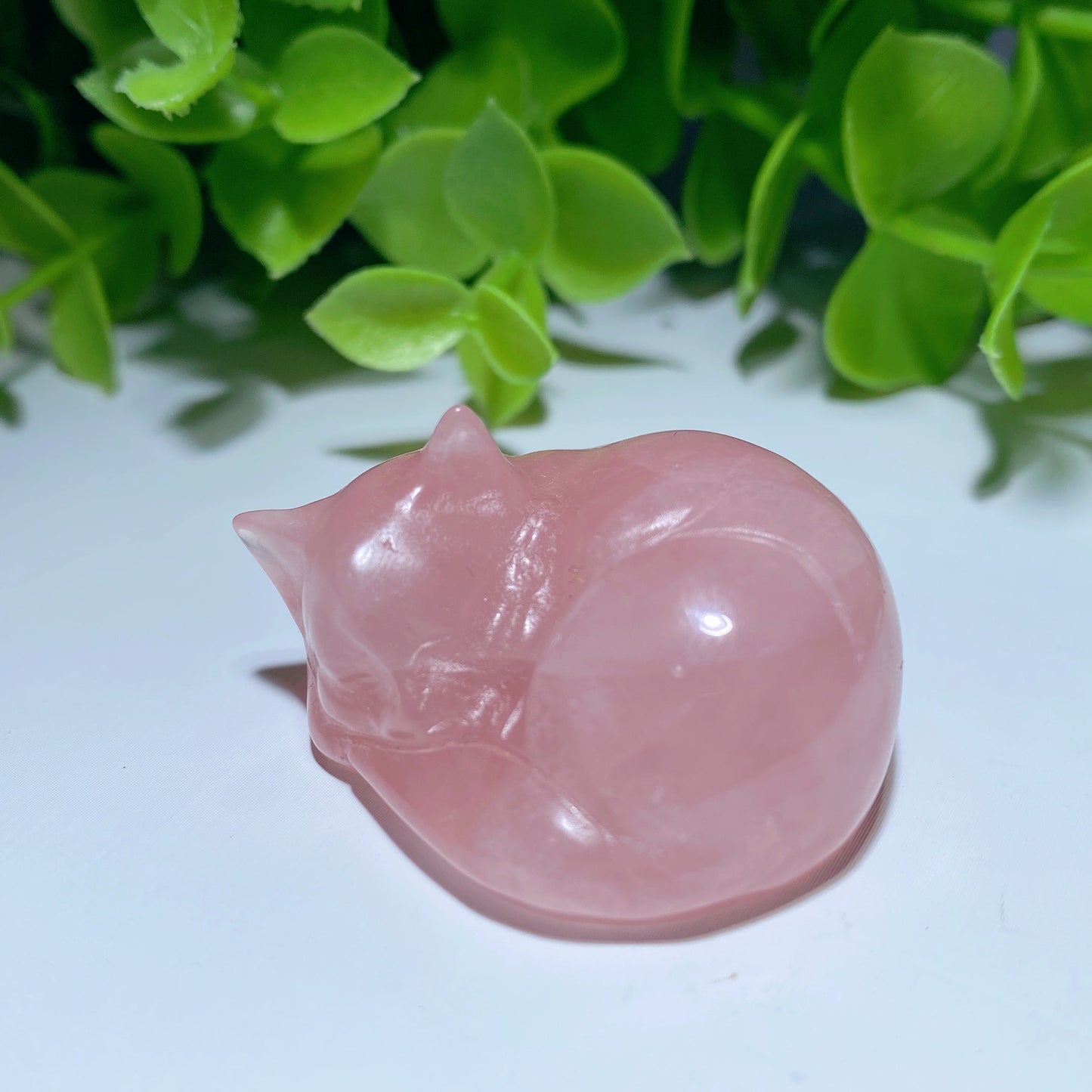 1.5" Rose Quartz Cat Carving Bulk Wholesale