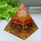 2.4" Tiger's Eye Chips Infused Resing Pyramid Bulk Wholeseale