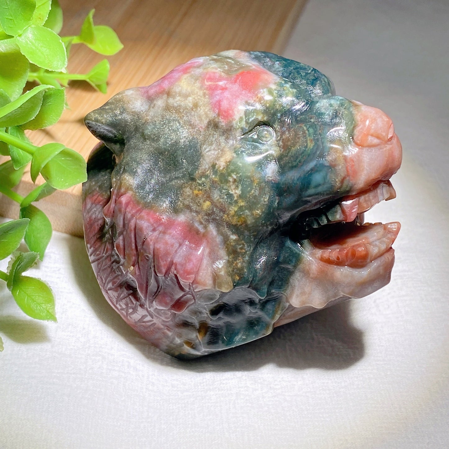 2.4" Ocean Jasper Tiger Head Carving Bulk Wholesale