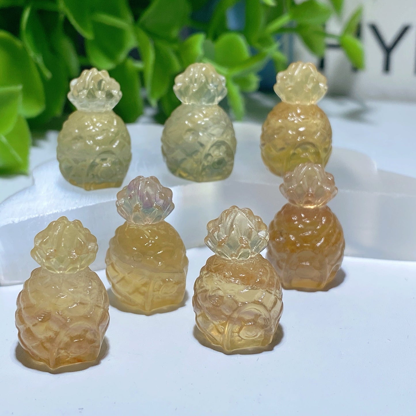 Yellow Fluorite Pinaple House Carvings Bulk Wholesale