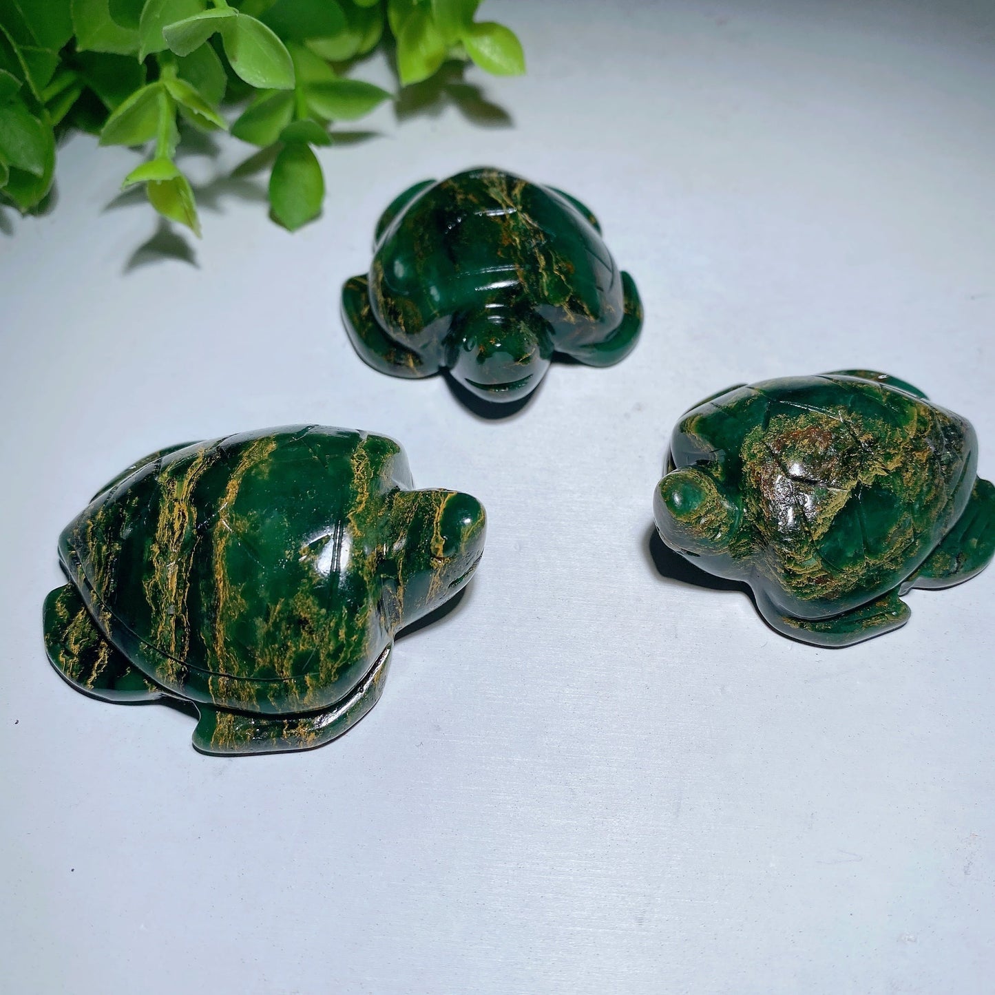 2.1" Emeral Turtle Carvings Bulk Wholesale