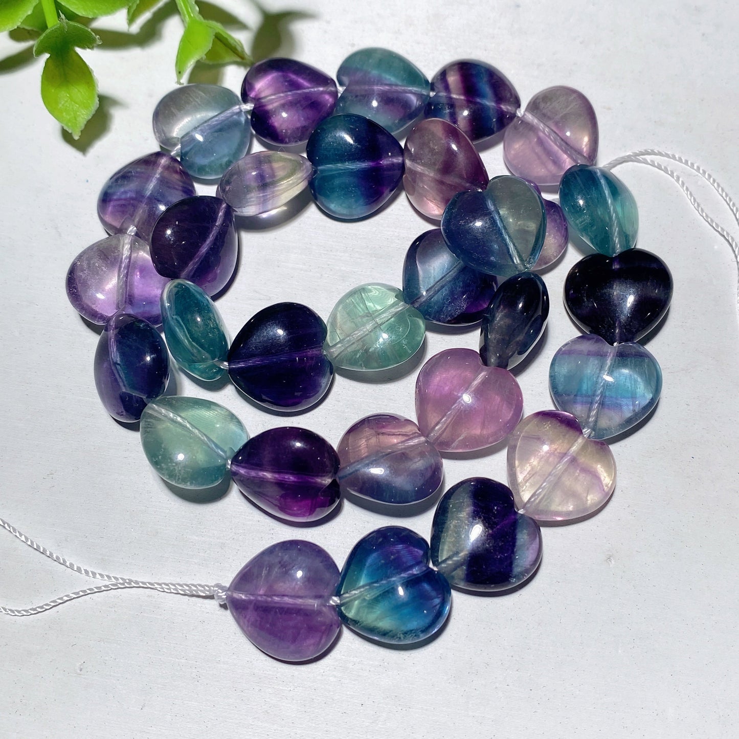 15" Rainbow Fluorite Heart Strand Bulk Wholesale