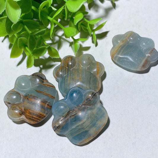 1.5" Blue Onyx Paw Crystal Carvings Bulk Wholesale