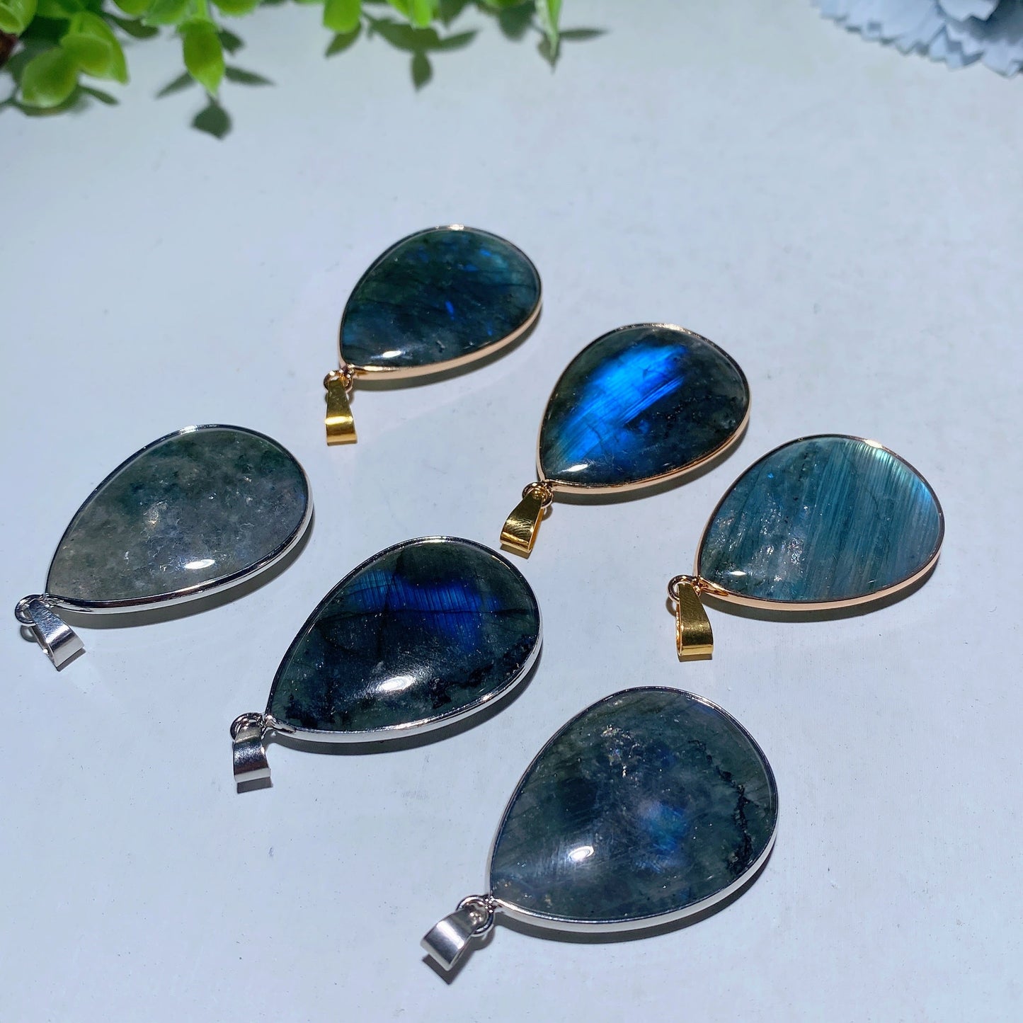 1.5" Labradorite Water Drop Shape Pendant Bulk Wholesale