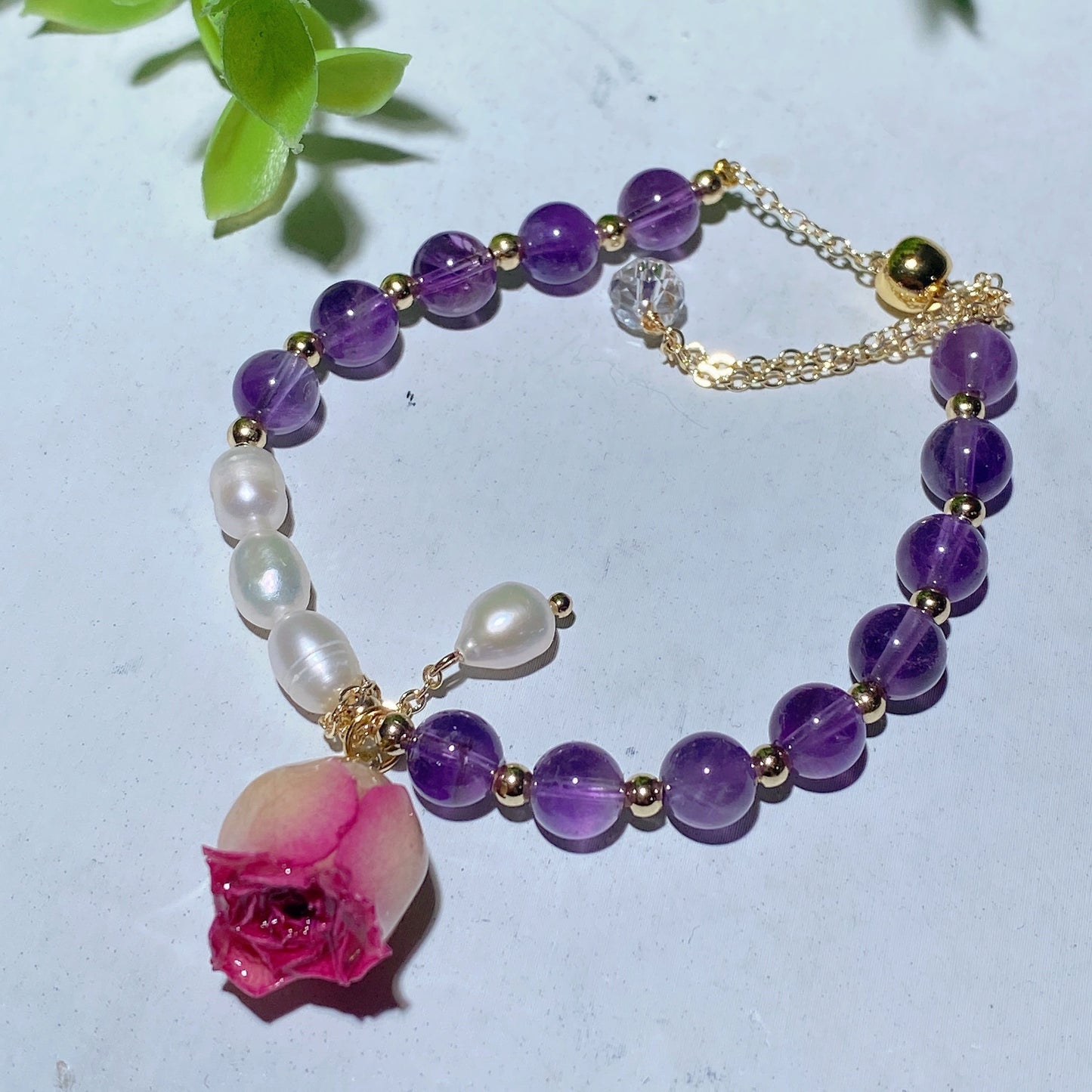 Mixed Crystal Pearl Rose Flower Adjustable Bracelet Bulk Wholesale