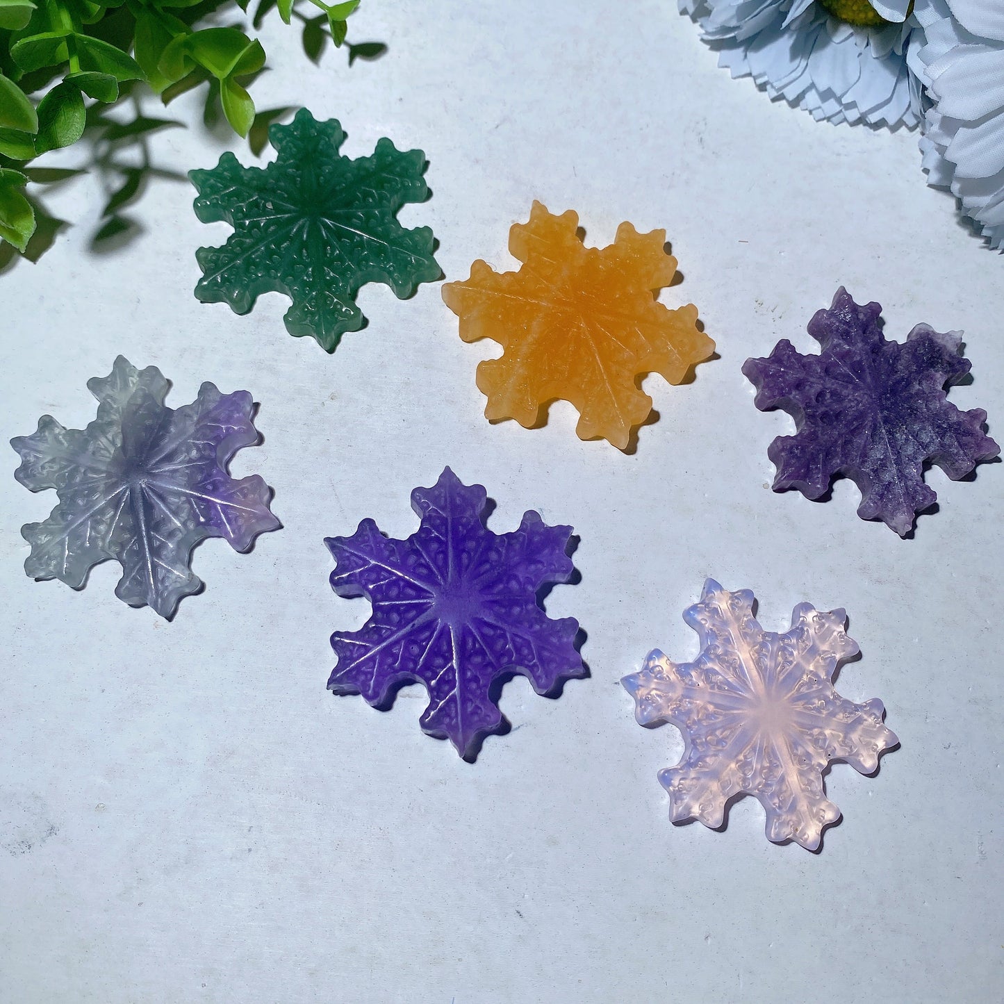 2.0" Mixed Crystal Snowflake Carvings Bulk Wholesale