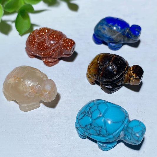 1.1" Mixed Crystal Mini Tortoise Carvings Bulk Wholesale