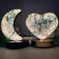 Moss Agate Fluorite Heart Moon Shape Lamp with USB Free Form Bulk Wholesale