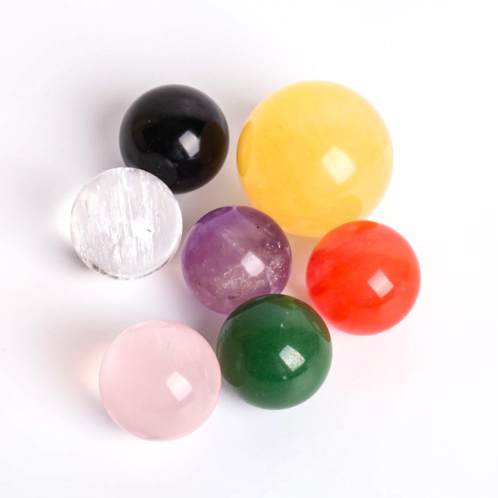 Chakra Sphere With Glass Chakra Stand Full Set Wholesale Crystals USA