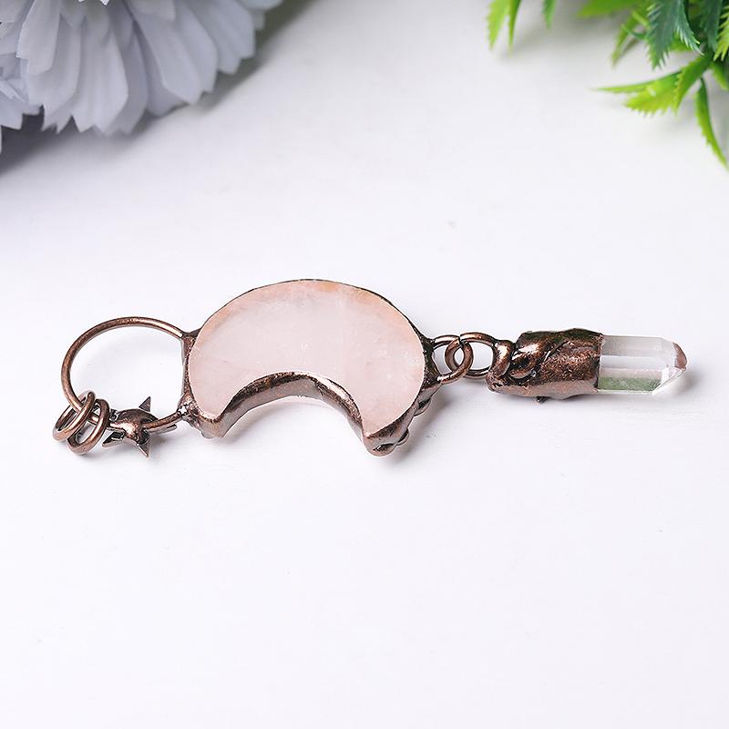 Rose Quartz Moon Shape Pendant for Jewelry DIY Wholesale Crystals USA