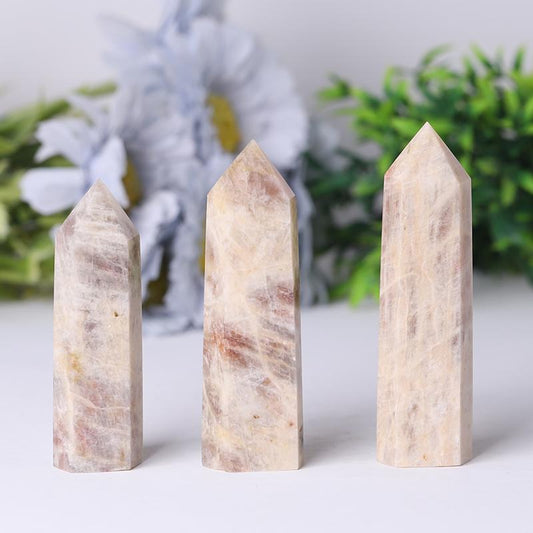 Wholesale Natural Flasing Peach Moonstone Points Wholesale Crystals USA