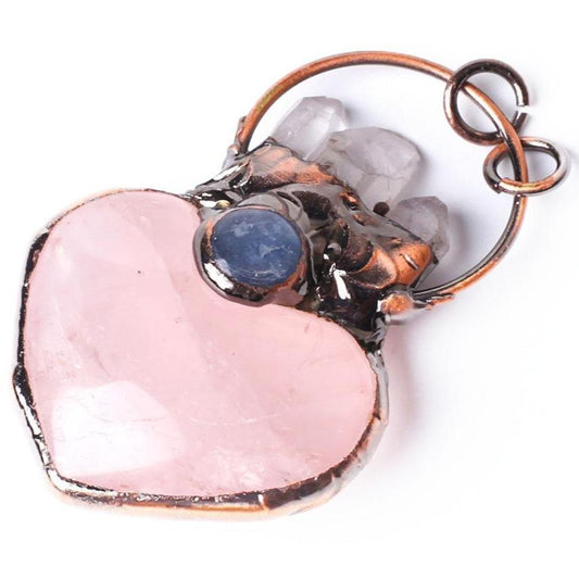 Rose Quartz Heart Shape Crystal Pendant Key Chain DIY Jewelry Wholesale Crystals USA