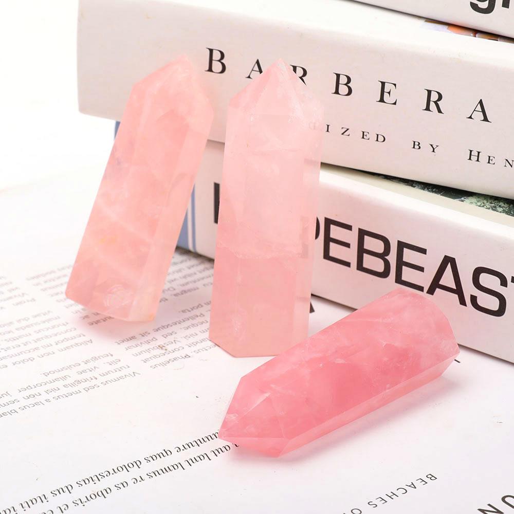 Set of 3 Rose Quartz Points Wholesale Crystals USA