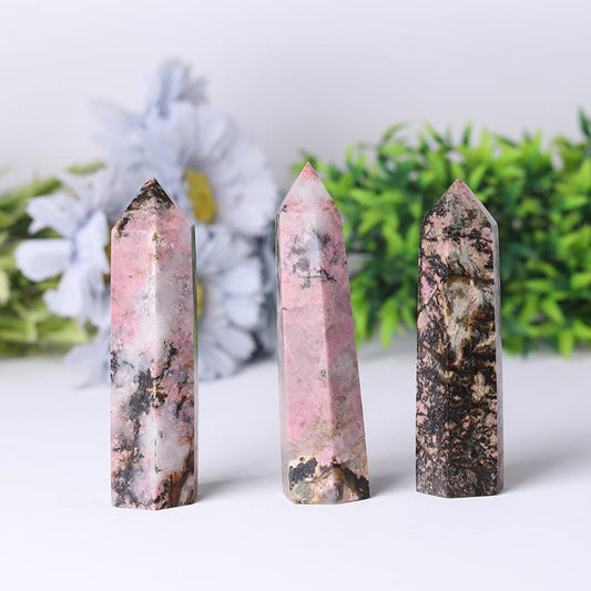 Wholesale Natural Crystal Spiritual Healing Stones Rhodonite Point Tower for Decoration Wholesale Crystals USA