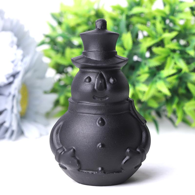 3.7" Black Obsidian Snowman Crystal Carvings Wholesale Crystals USA