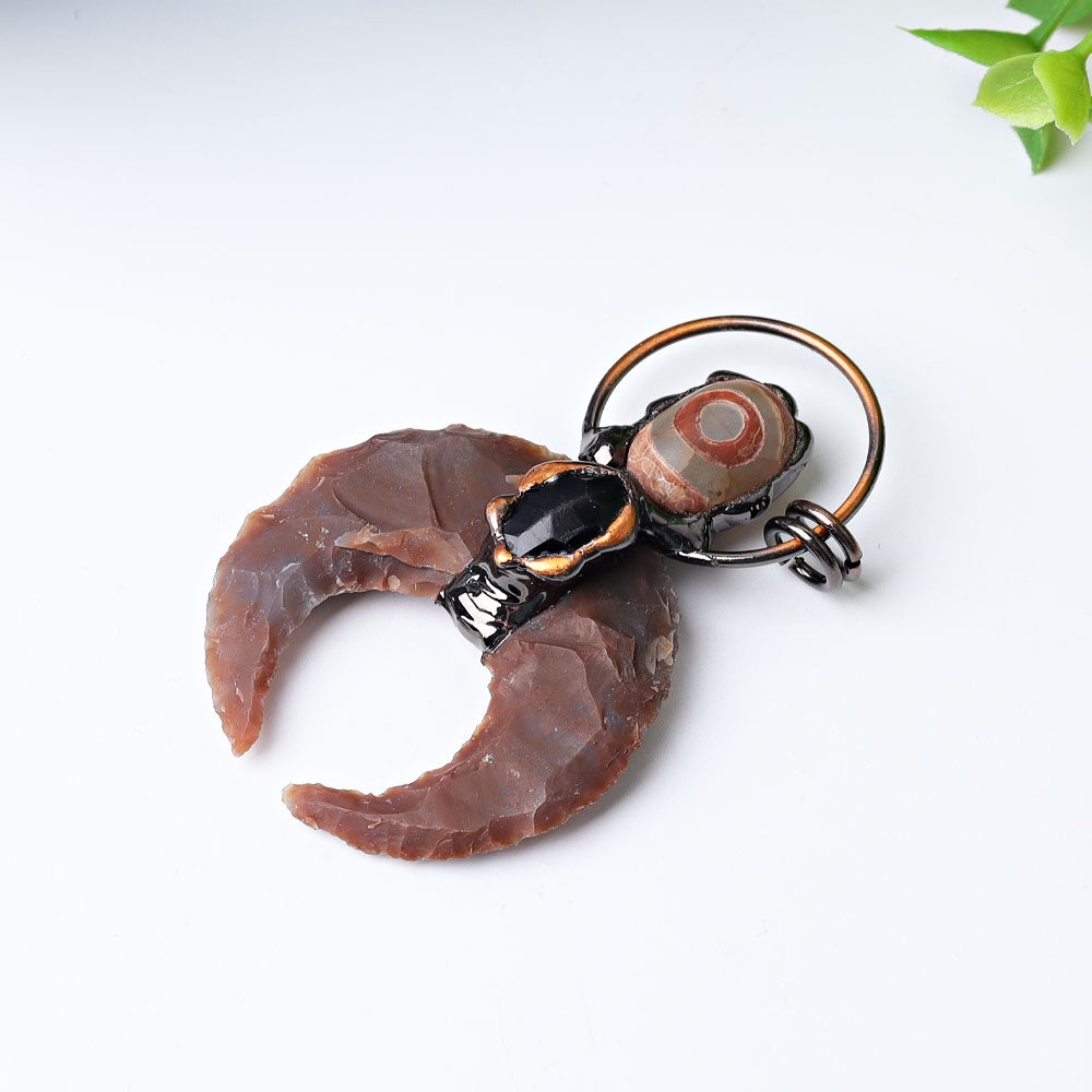 2.6" Agate Moon Shape Crystal Pendant for Jewelry DIY Wholesale Crystals USA