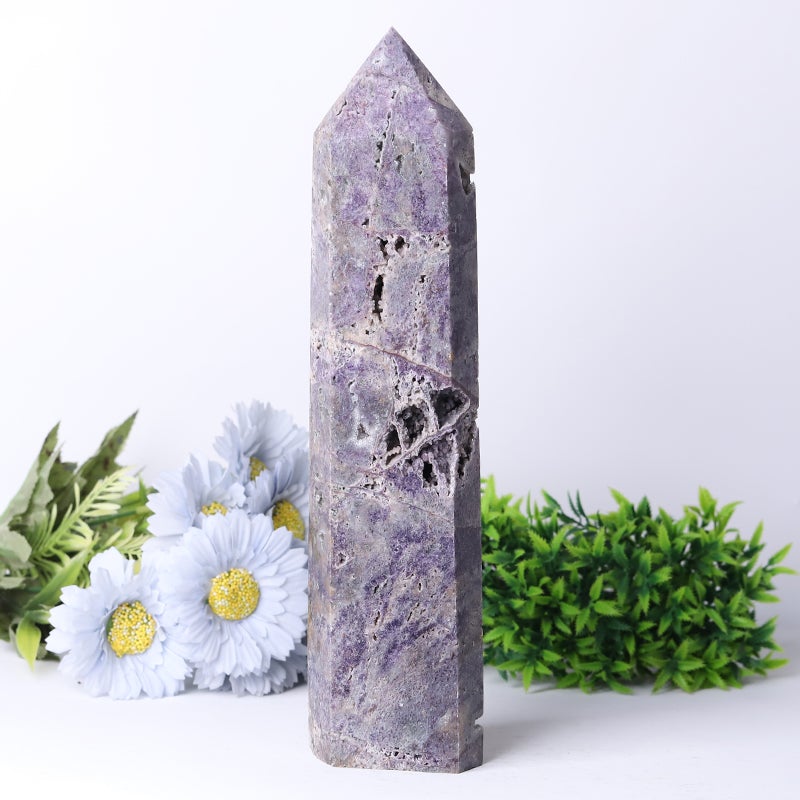 11-13" Unique Druzy Lepidolite Tower