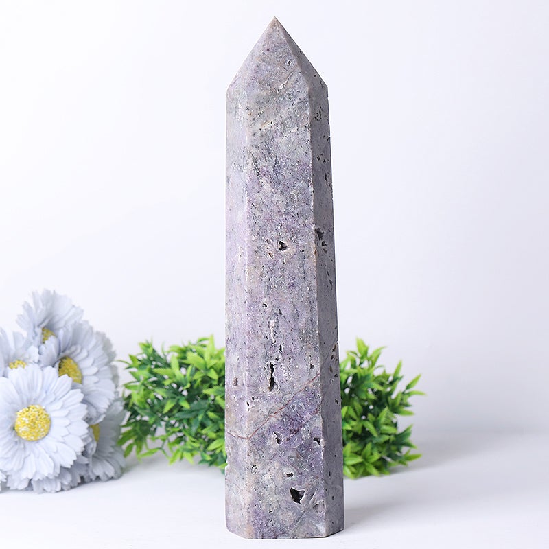 11-13" Unique Druzy Lepidolite Tower