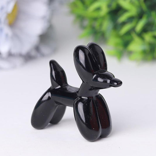 2.5" Black Obsidian Balloon Dog Crystal Carvings Wholesale Crystals USA