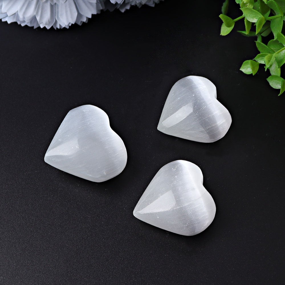 1.7"-2.8" Selenite Heart Crystal Carvings Wholesale Crystals USA