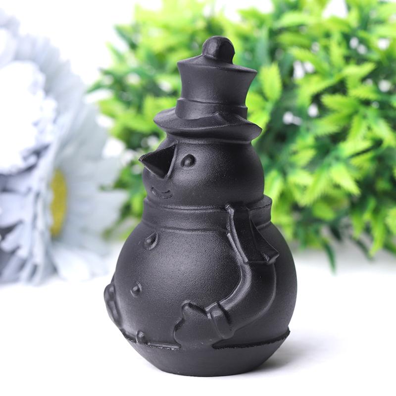 3.7" Black Obsidian Snowman Crystal Carvings Wholesale Crystals USA