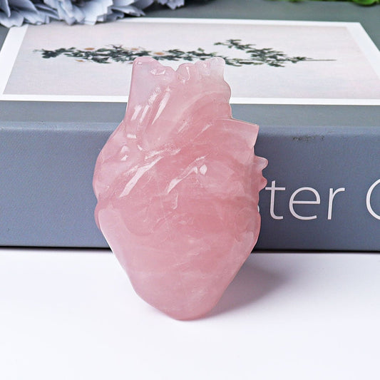 2.6" Rose Quartz Heart Crystal Carvings Wholesale Crystals USA