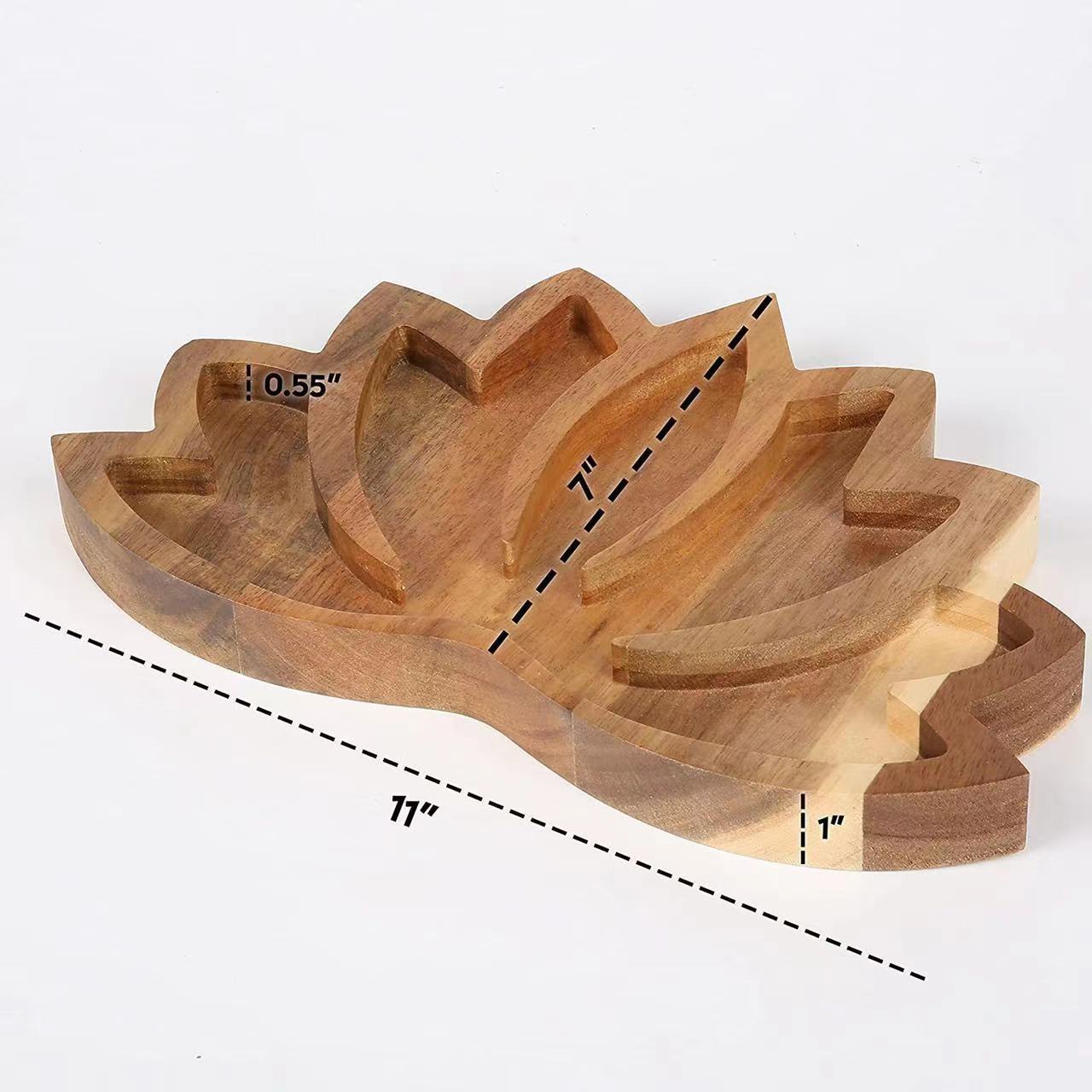 11.0" Wooden Lotus Bowl for Crystals Flower Shape Display Plate Bulk Wholesale  Crystals USA