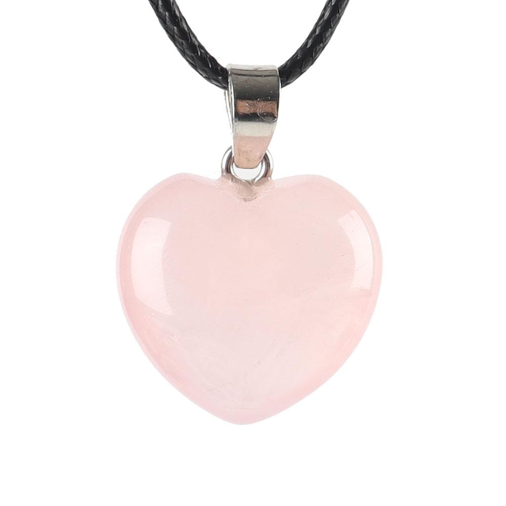 Rose Quartz Love Heart Shaped Gemstone Pendant Wholesale Crystals USA