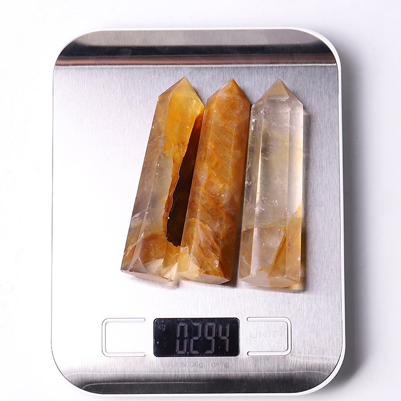 3.5" Set of 3 Golden Healer Crystal Points  Wholesale Crystals USA