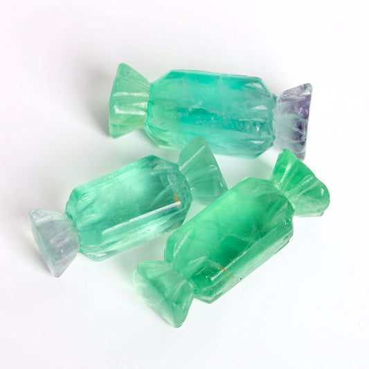 Set of 3 Fluorite Candy Shape Carving Decoration Wholesale Crystals USA