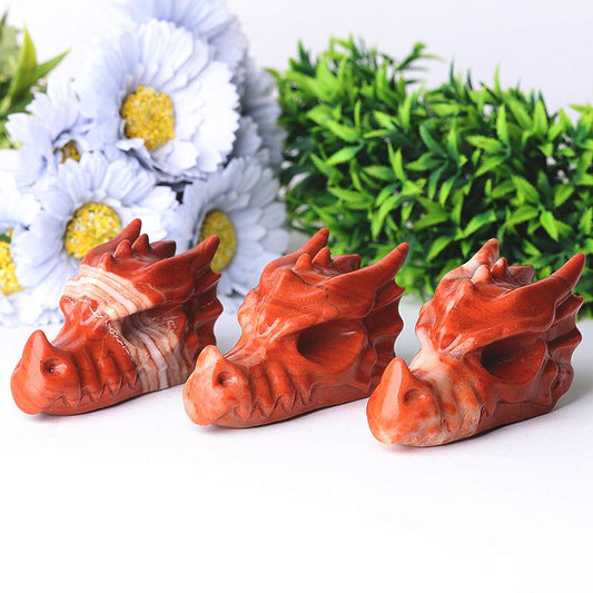 3" Red Jasper Dragon Head Crystal Carvings Wholesale Crystals USA