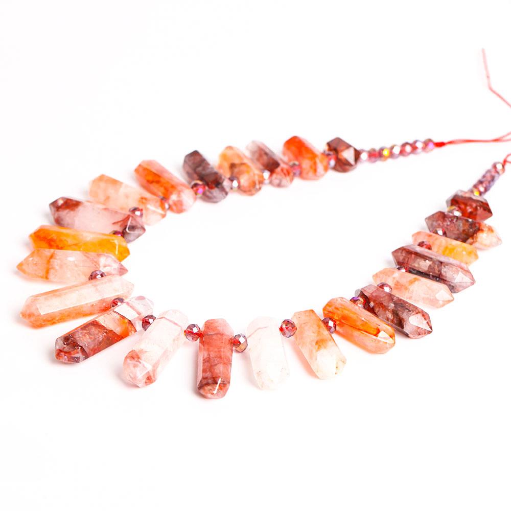 Fire Quartz Crystal Point Chain String for DIY