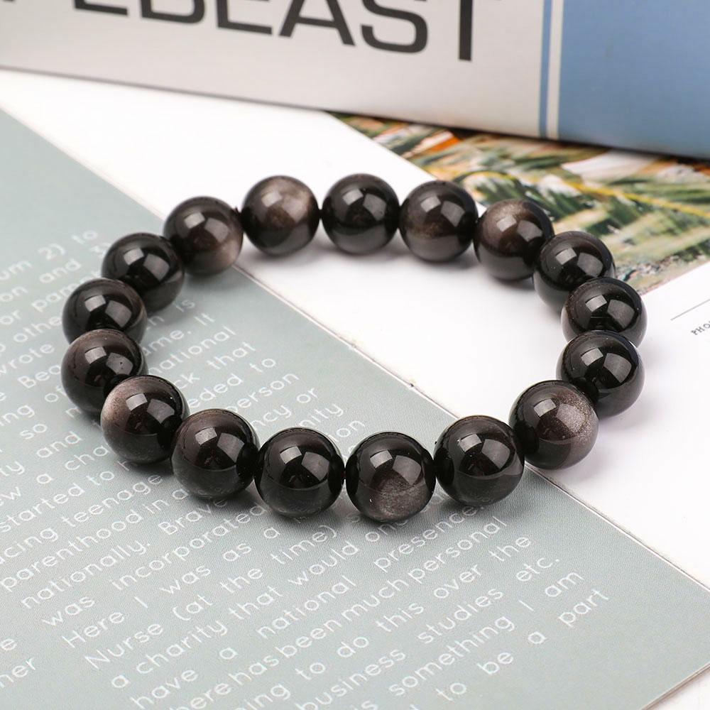 12mm Silver Obsidian Bracelet Wholesale Crystals USA