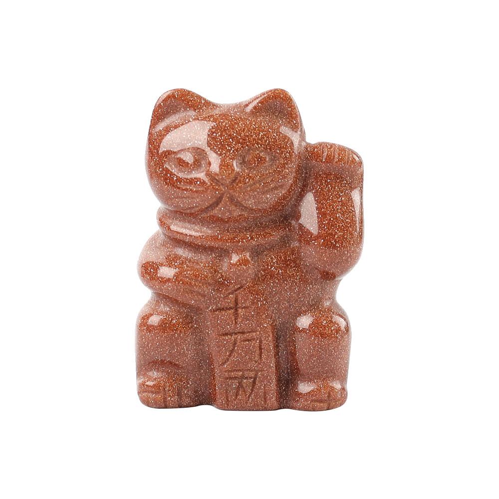 2" Gold Sandstone Crystal Carving Lucky Cat Wholesale Crystals USA