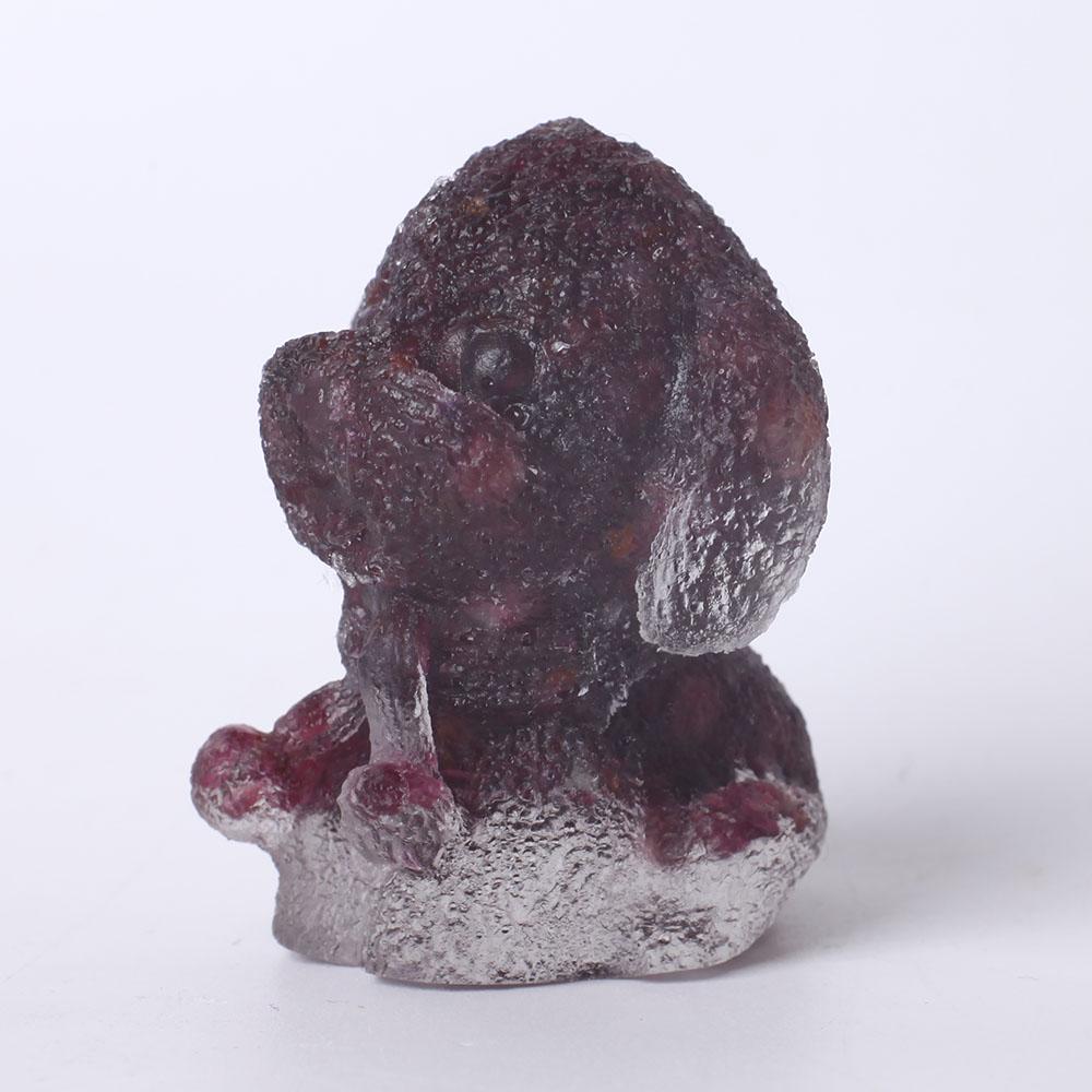 2" Resin Teddy Dog Figurine Infused Garnet Crystal Chips on Discount