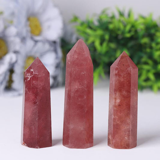 Wholesale Natural Crystal Tower Wand Strawberry Quartz Point for Decoration Wholesale Crystals USA