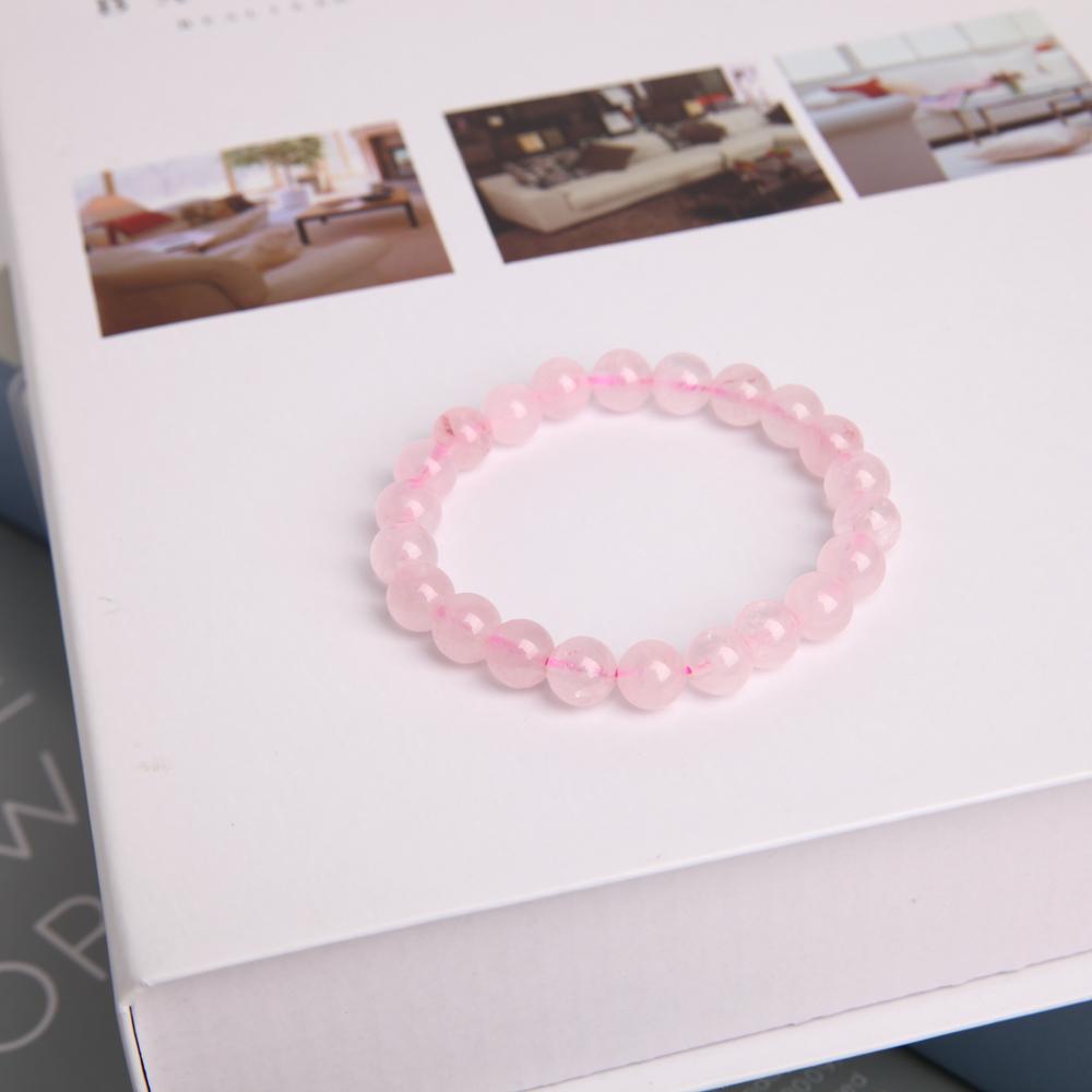 Rose Quartz Crystal Bracelet, Large 10mm or 8mm Natural Gemstone Beads 8mm