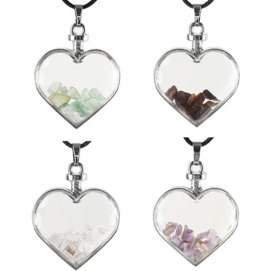 Heart Shaped Crystal Chips Infused Pendant Wholesale Crystals USA