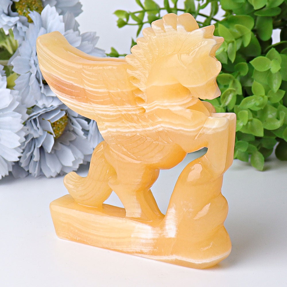 4.8" Yellow Calcite Unicorn Crystal Carvings Free Form Wholesale Crystals USA