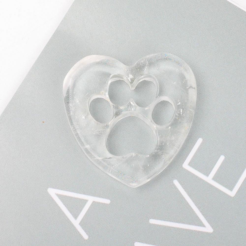 Clear Quartz Heart Shape with Claw Carving