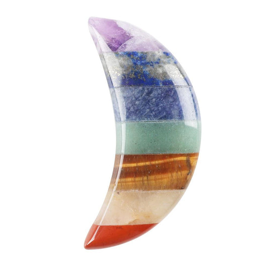 Moon Shape 7 Chakra Palm Stone Crystal Carvings Wholesale Crystals USA