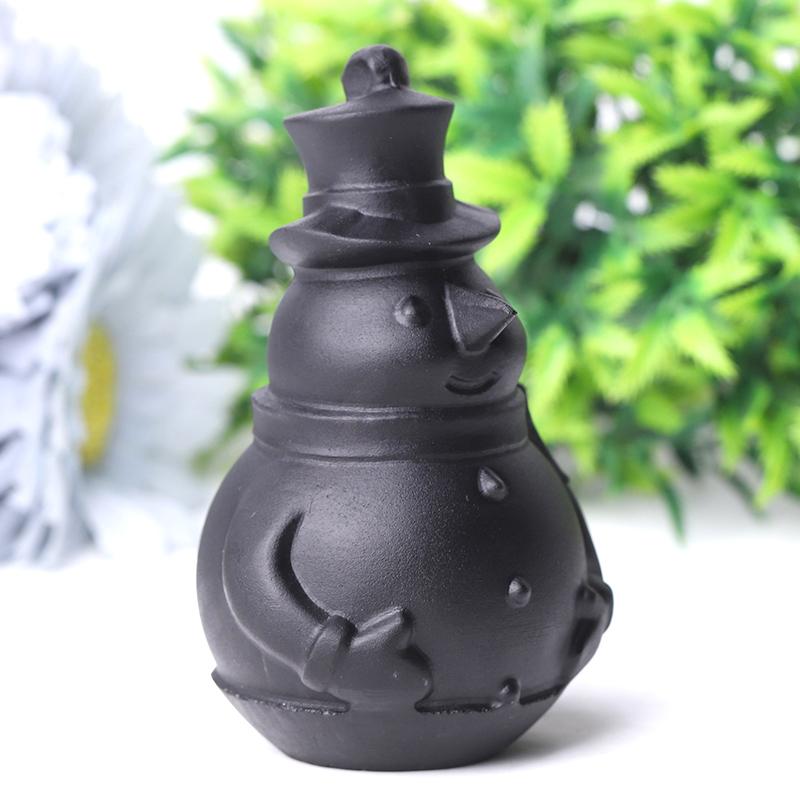 3.7" Black Obsidian Snowman Crystal Carvings Wholesale Crystals USA