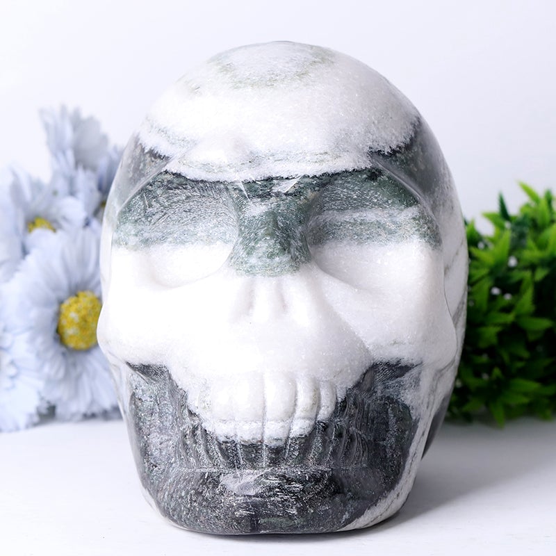 7" Unique Marble Skull Crystal Carvings