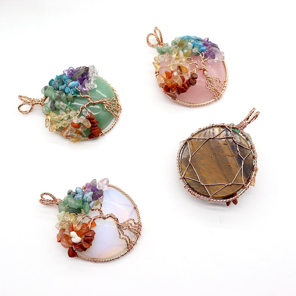 Tree of Life Pendant, Chakra Charm, Quartz Chips, Chakra Pendant Wholesale Crystals USA