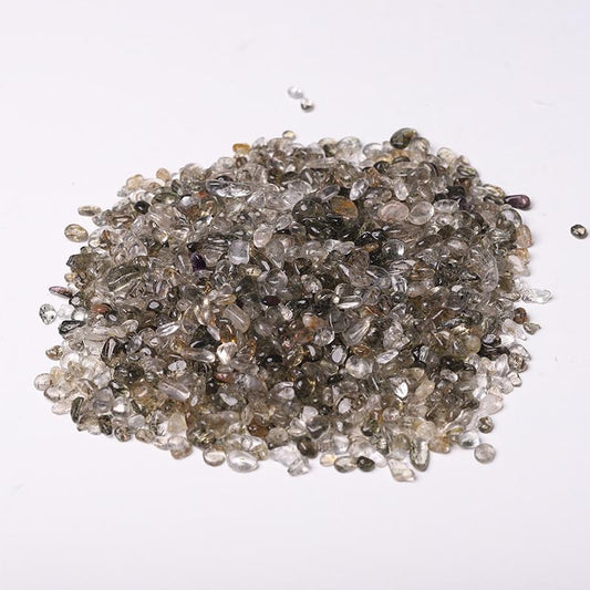 0.1kg 5-7mm Natural Green Rutiled Quartz Chips Wholesale Crystals USA