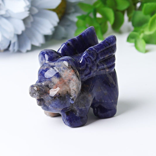2.3" Sodalite Flying Pig Crystal Carvings Wholesale Crystals USA